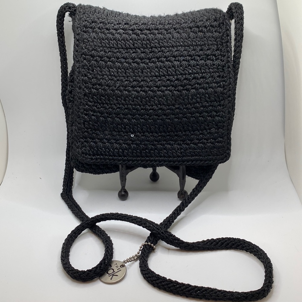The Sak black Crochet with sequence zip top Crossbody Bag missing tag